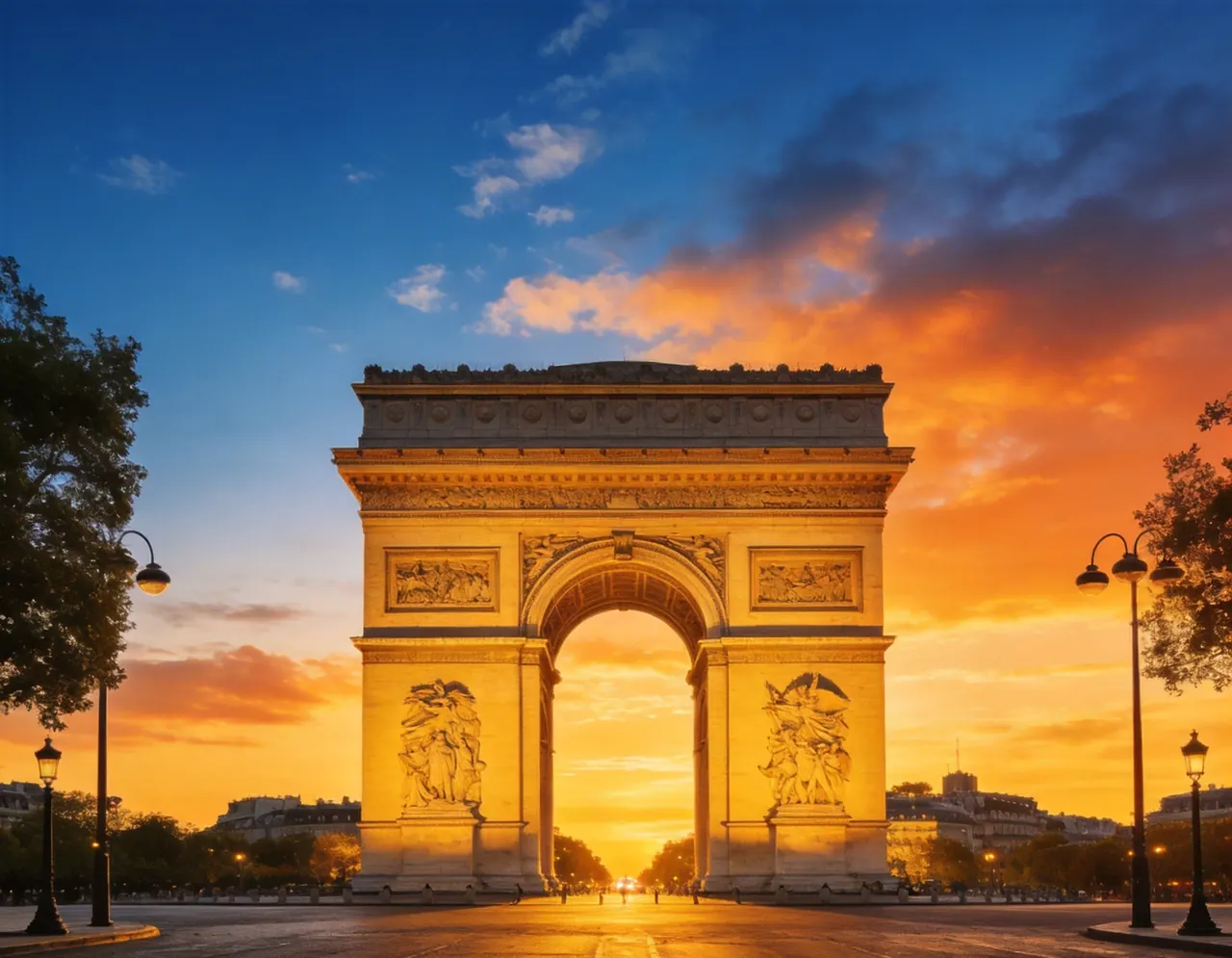 Arc de Triomphe dramatic travel backdrop for pets