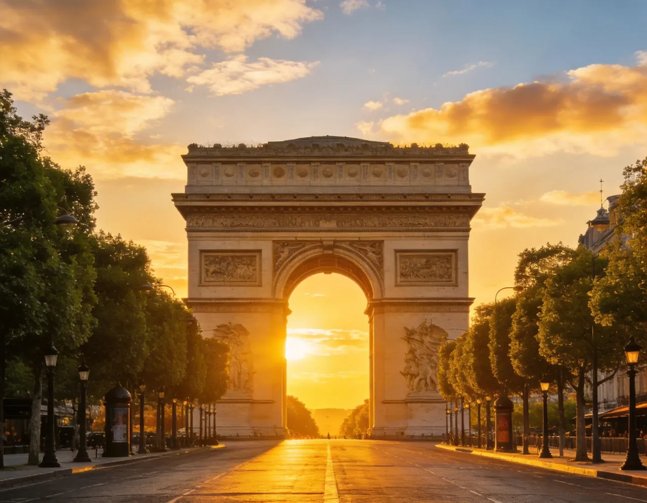 Arc de Triomphe atmospheric destination scene for pet portraits