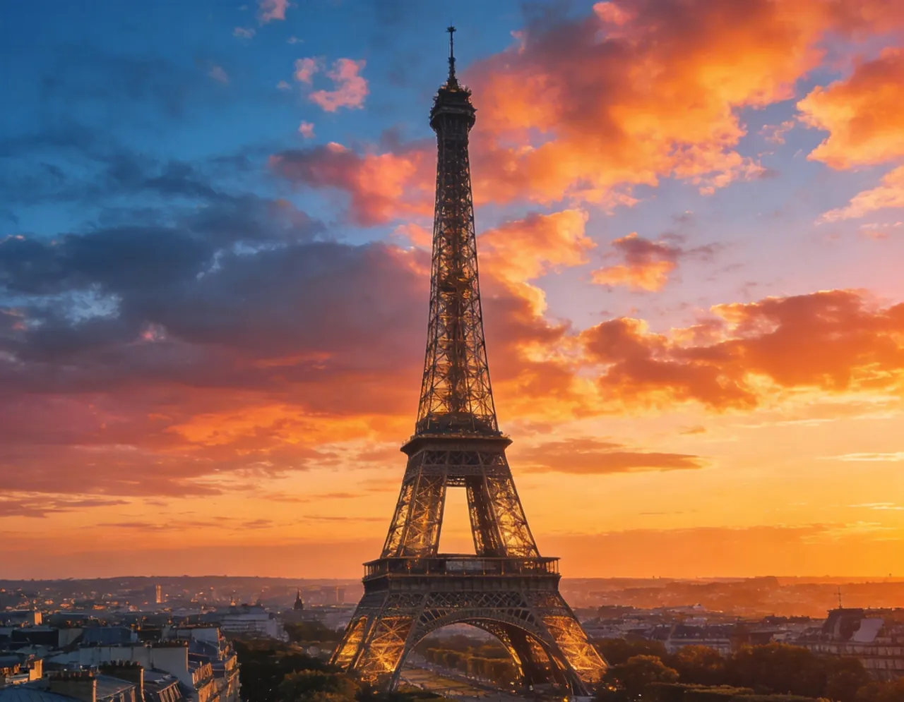 Eiffel Tower in Paris as an AI pet travel photo destination