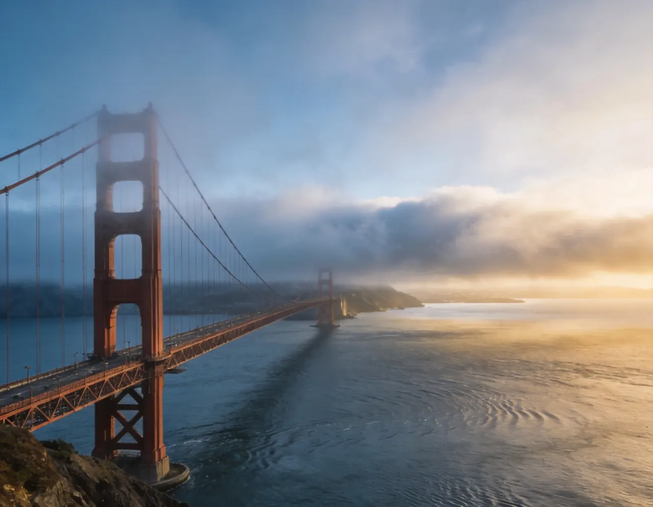 Golden Gate Bridge dramatic travel backdrop for pets