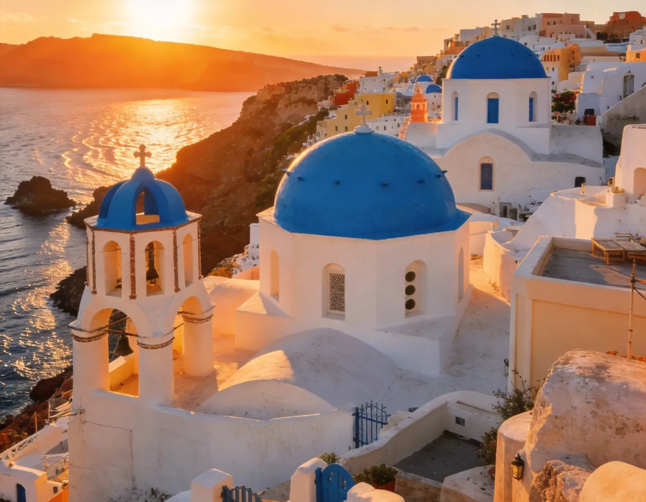 Santorini dramatic travel backdrop for pets