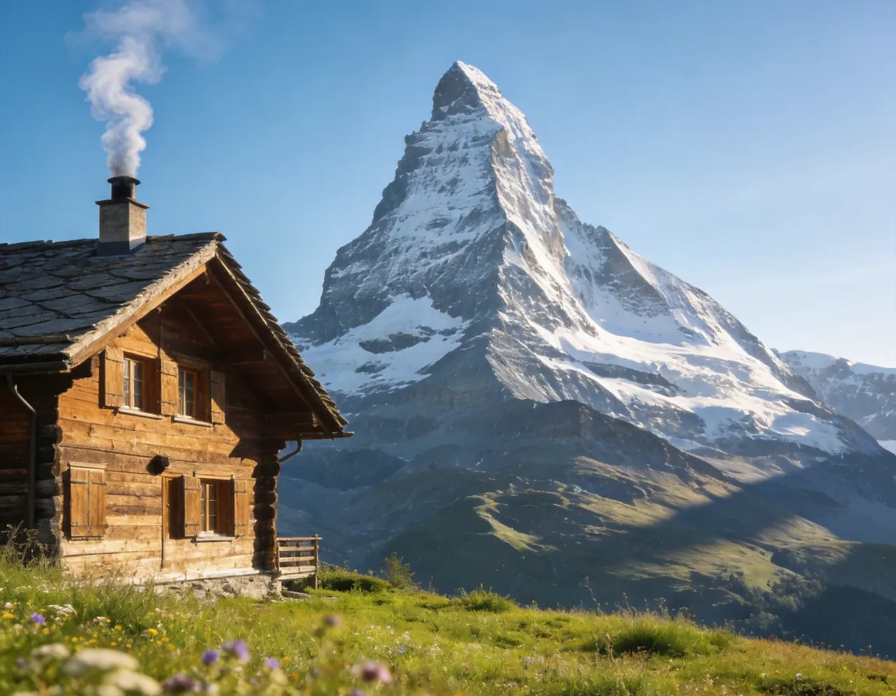 Swiss Alps travel scene for an AI dog or cat portrait