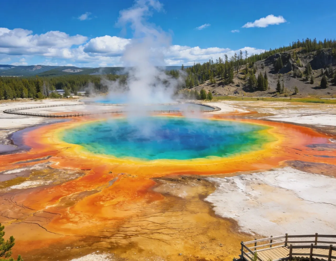 Yellowstone Geysers dramatic travel backdrop for pets